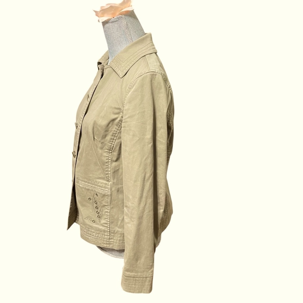 Sigrid Olsen Olive Green Embroidered Cotton Blazer Jacket Women’s Size 8 - Picture 3 of 12